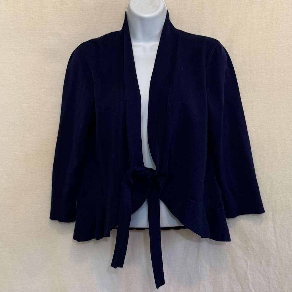 I-39 Peyton Primrose Purple Tie Front 1/2 Sleeve Cardigan Sweater Size L